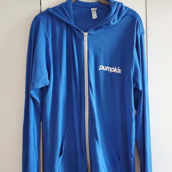 Source Unknown Other - Men's Blue Hoodie Sweatshirt with Pumpkin logo Size XL